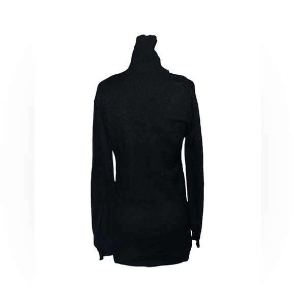 LULU'S | BLACK TURTLENECK V NECK OPEN CHEST LONG SLEEVE  SWEATER MED - Picture 4 of 6